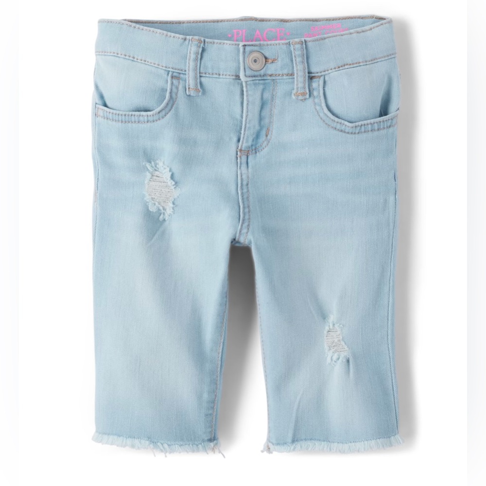 The Children’s Place Girls Distressed Stretch Denim Skimmer Shorts - Tessa Wash